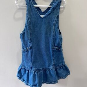 Blue Denim Sleeveless Dress with Ruffle Hem 6T